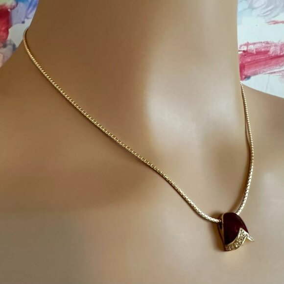 Authentic! Fabrege Diamond Tulip Red Enamel Pendant Necklace - Picture 8 of 11